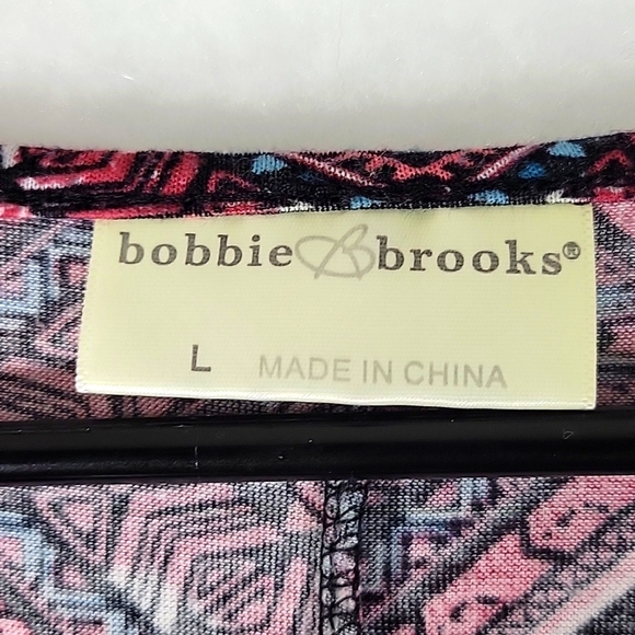 Bobbie Brooks Geometric Print Ruffle Bell Sleeve Top Size L - Picture 2 of 7